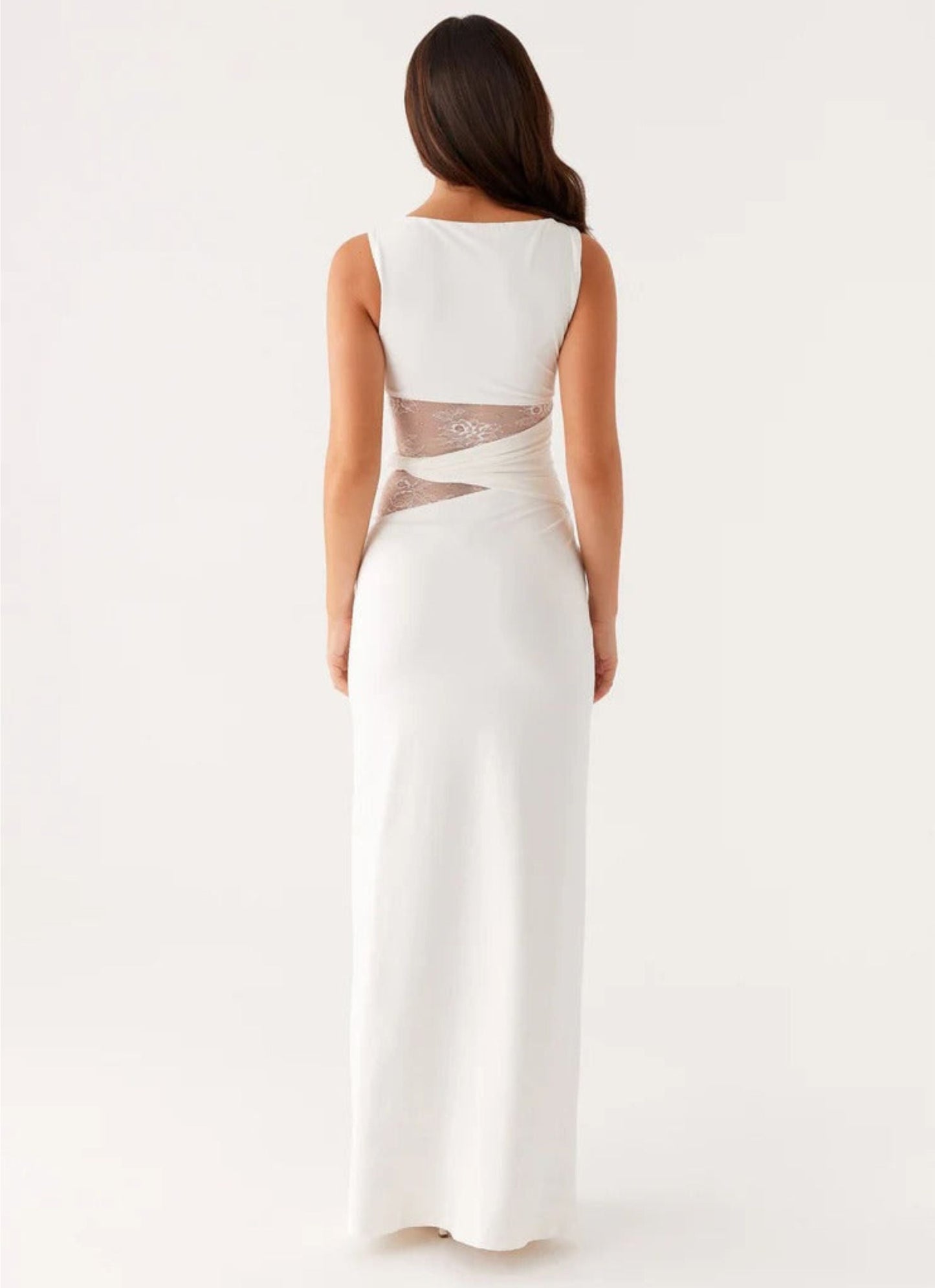 Serena | Women’s Lace Panel Sleeveless Evening Maxi Dress