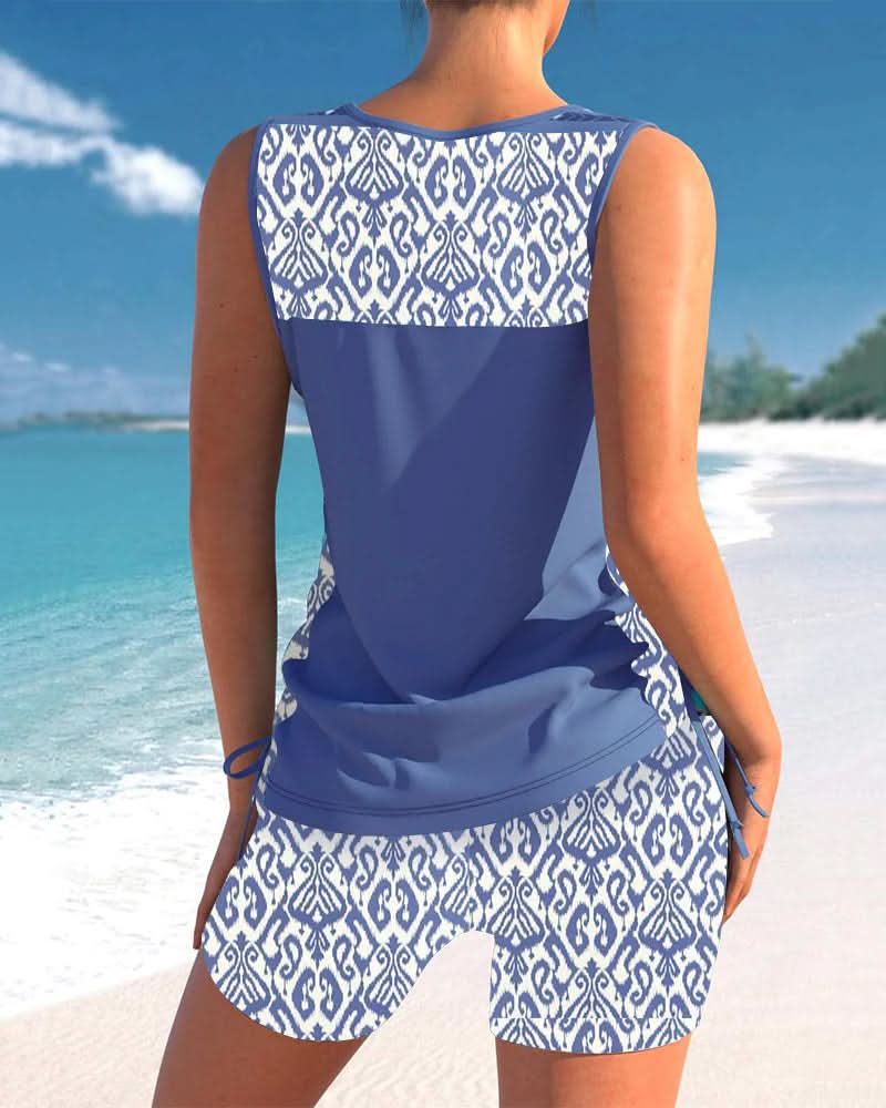 Zerelle | Women’s Sleeveless Criss-Cross Tank and Biker Shorts Set