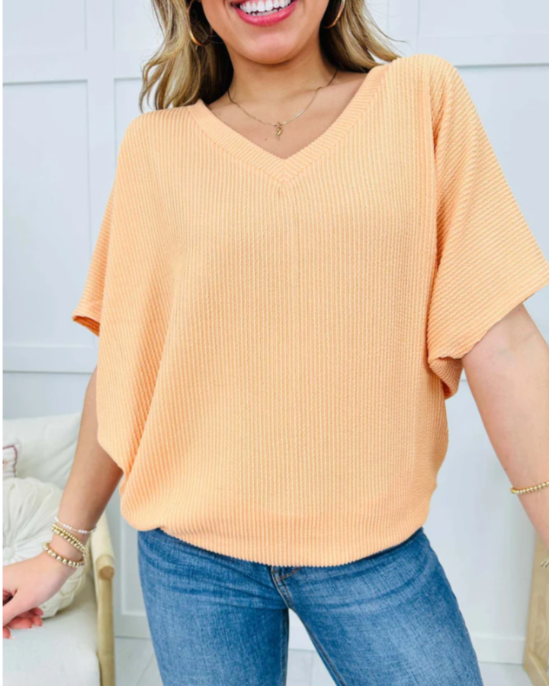 Serilda | Women’s Textured V-Neck Short Sleeve Knit Top
