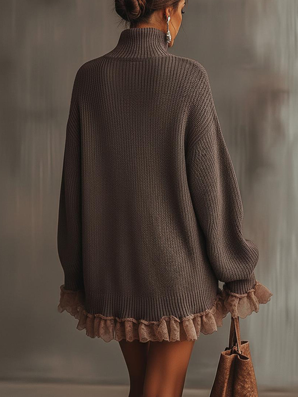 Women’s Sweater Dress – Turtleneck Long Sleeve Mini Dress