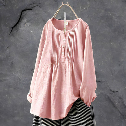 Marcelline | Women’s Pleated Button Front Relaxed Blouse