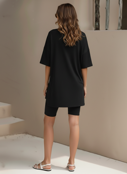 Women’s 2 Piece Summer Set Light – Loose Top and Biker Shorts