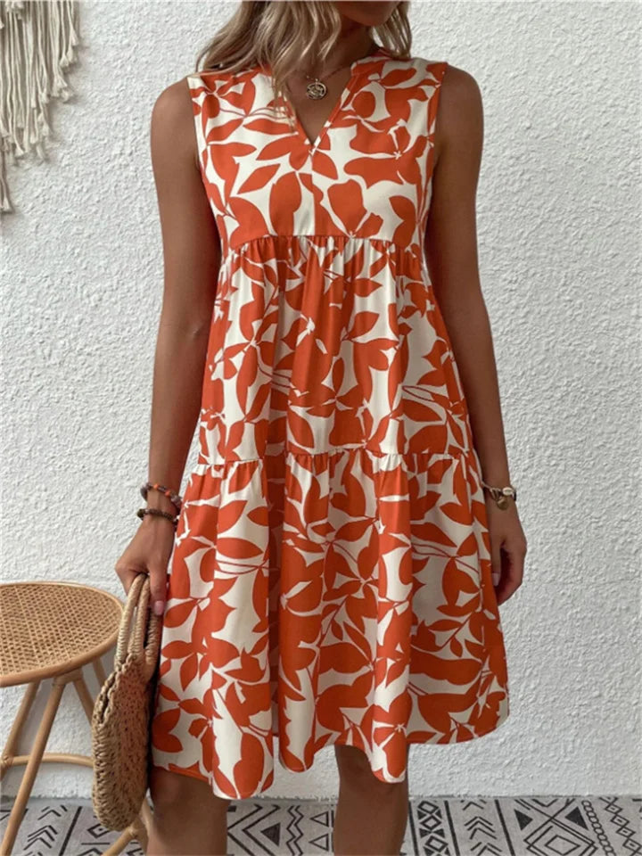 Sorivelle | Women’s Sleeveless Tiered V-Neck Dress