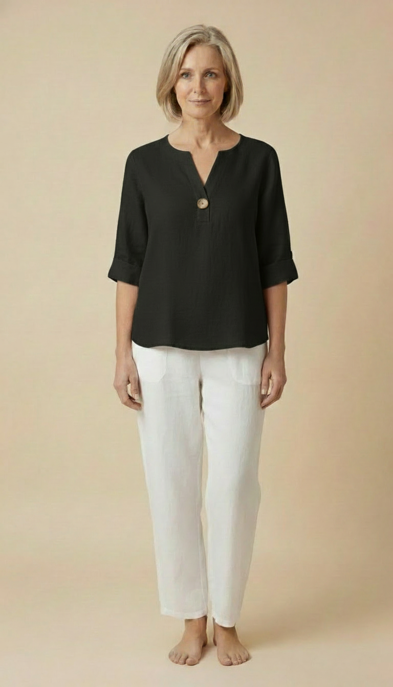 Neravelle | Women’s V-Neck Button-Detail Summer Top