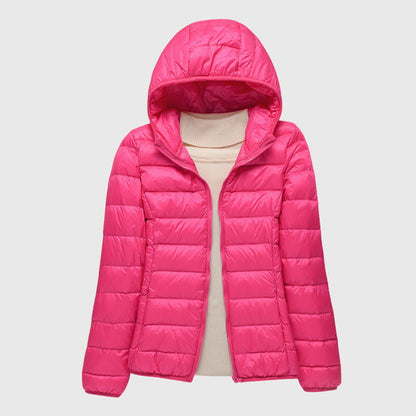 Women’s Hooded Zip-Up Puffer Jacket – Lightweight Everyday Outerwear