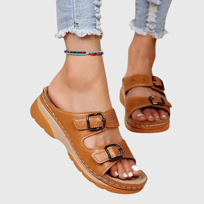 Elena | Supportive Orthopedic Slide Sandals with Buckle Straps