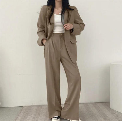 Women’s Elegant Evening Set – Tailored Blazer and Wide Leg Pants