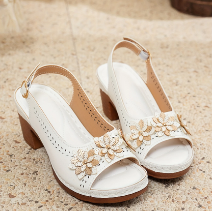 Morgan | Summer Slingback Heeled Sandals with Floral Detail