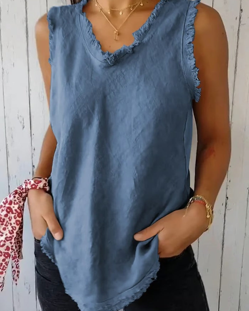 Zyrelle | Women’s Frill Trim Sleeveless Summer Top