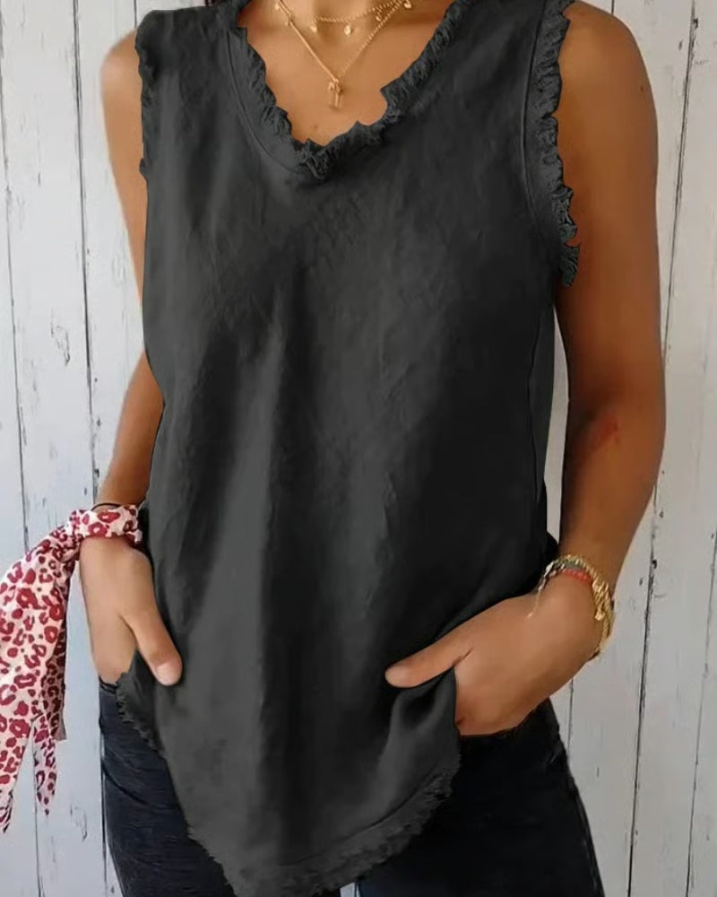 Zyrelle | Women’s Frill Trim Sleeveless Summer Top
