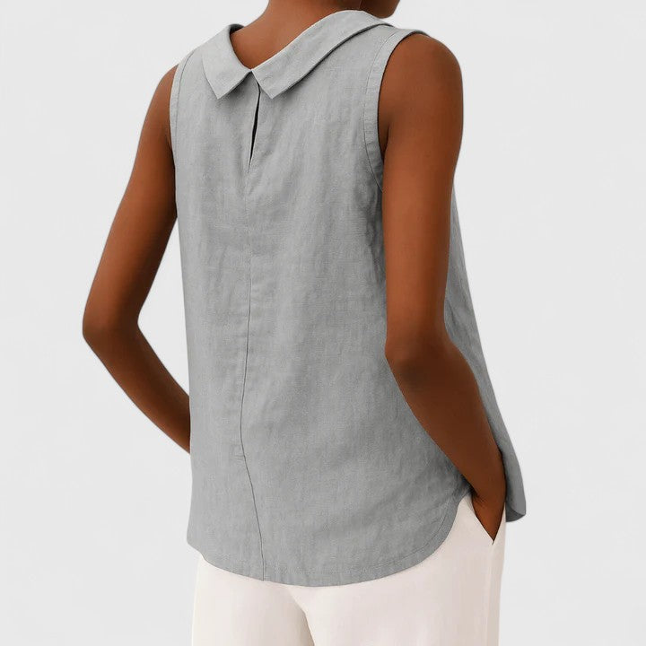Women’s Sleeveless Blouse – Crew Neck Relaxed Fit Top