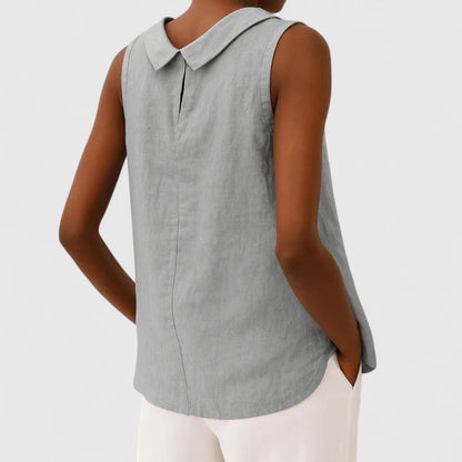 Women’s Sleeveless Blouse – Crew Neck Relaxed Fit Top