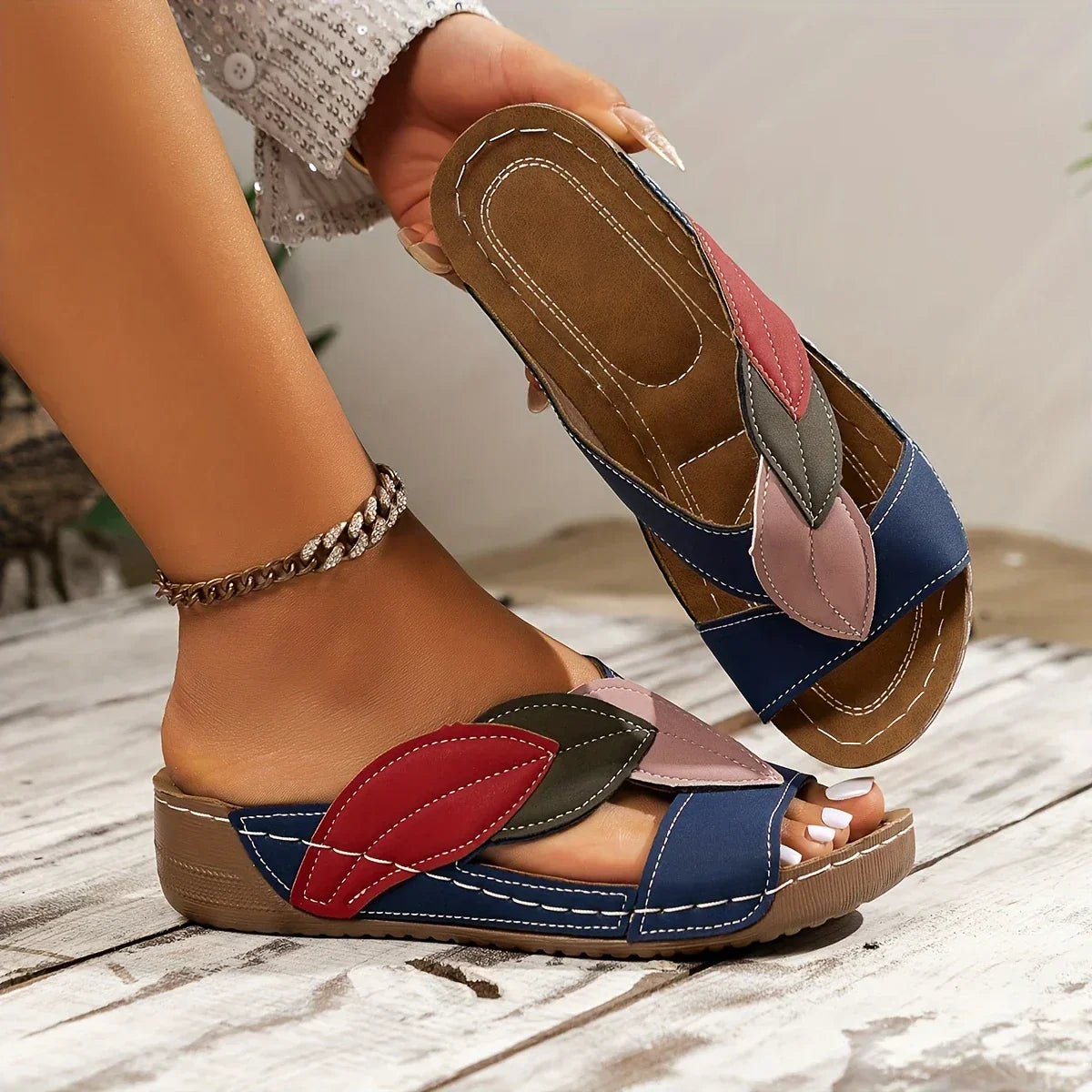 Pavelyra | Women’s Orthopedic Slides with Leaf Detail