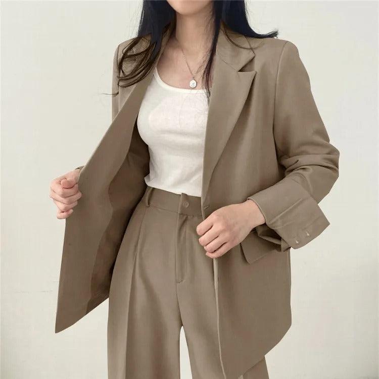 Women’s Elegant Evening Set – Tailored Blazer and Wide Leg Pants