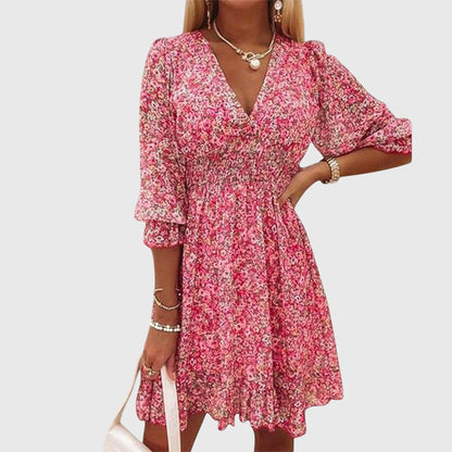 Sofia | V Neck Smocked Mini Dress