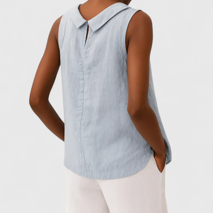 Women’s Sleeveless Blouse – Crew Neck Relaxed Fit Top