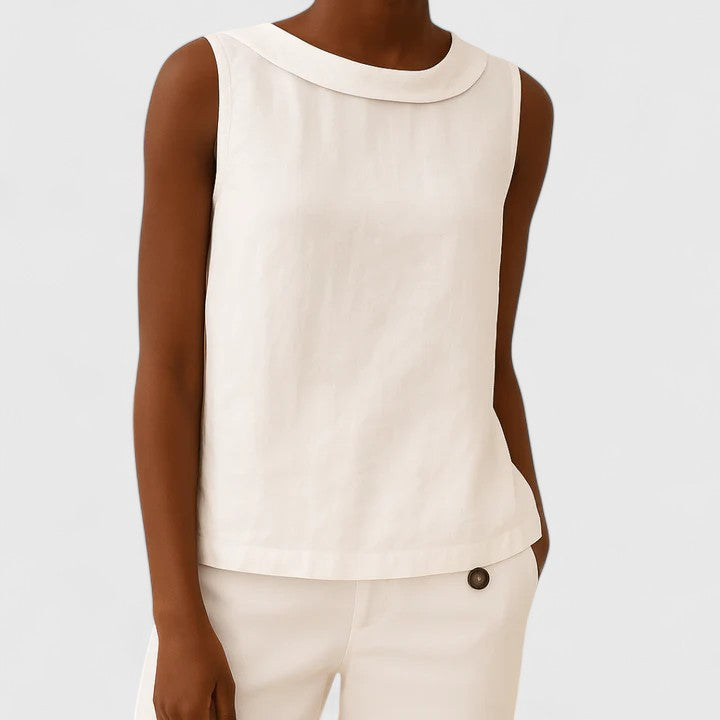 Women’s Sleeveless Blouse – Crew Neck Relaxed Fit Top