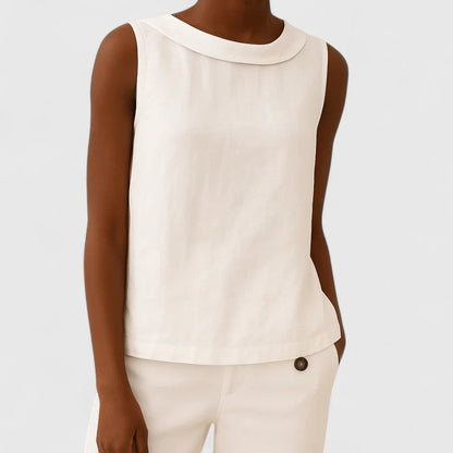 Women’s Sleeveless Blouse – Crew Neck Relaxed Fit Top