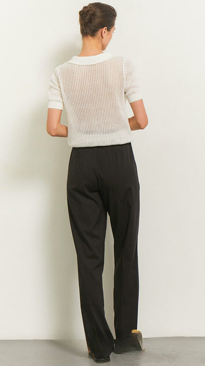Tavielle | Women’s Textured Knit Short Sleeve Polo Top