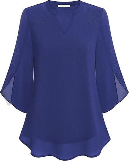 Arielle | Women’s V-Neck Flutter Sleeve Relaxed Blouse