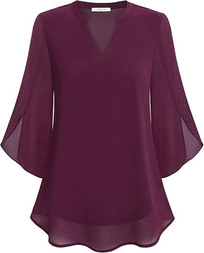 Arielle | Women’s V-Neck Flutter Sleeve Relaxed Blouse