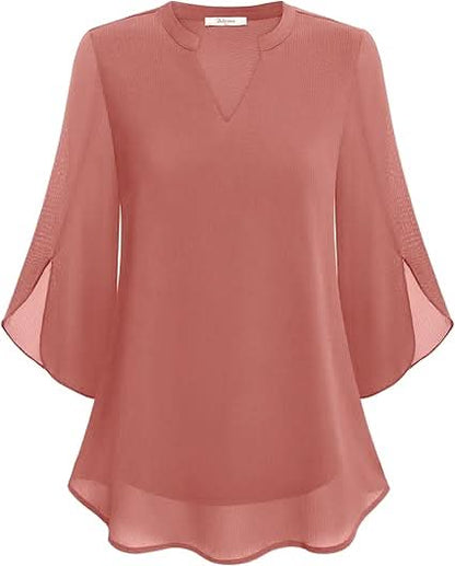 Arielle | Women’s V-Neck Flutter Sleeve Relaxed Blouse