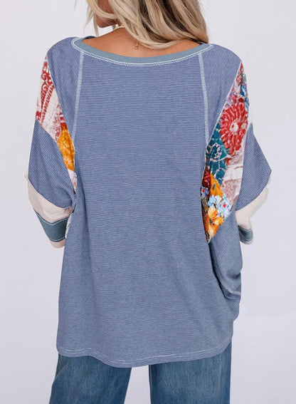 Marivelle | Women’s Striped Patchwork Casual Top