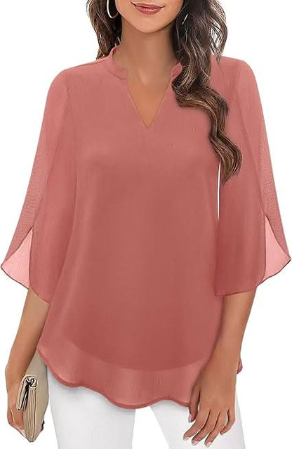 Arielle | Women’s V-Neck Flutter Sleeve Relaxed Blouse