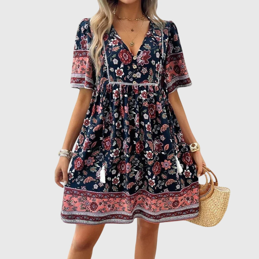 Rosalyn | Women’s Boho Floral Midi Summer Dress