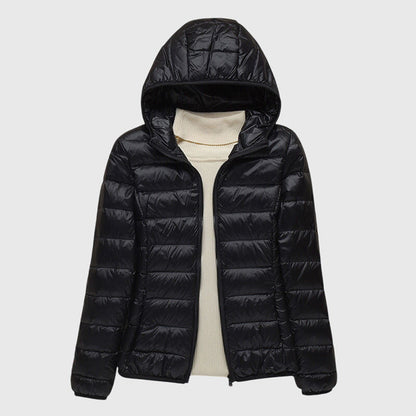 Women’s Hooded Zip-Up Puffer Jacket – Lightweight Everyday Outerwear