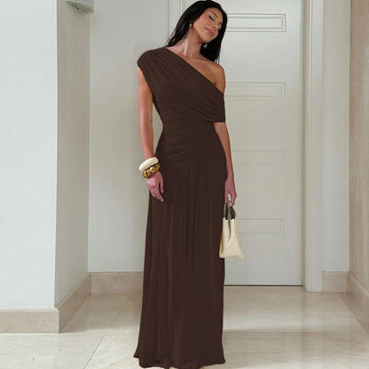 Aurethia | Women’s One Shoulder Pleated Dress
