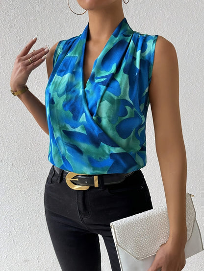 Selmira | Women’s Sleeveless Floral Wrap Top