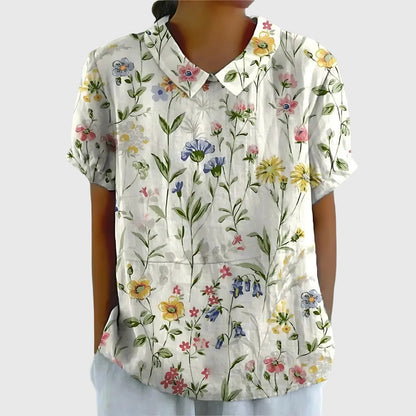 Elowenra | Floral Print Collar Blouse