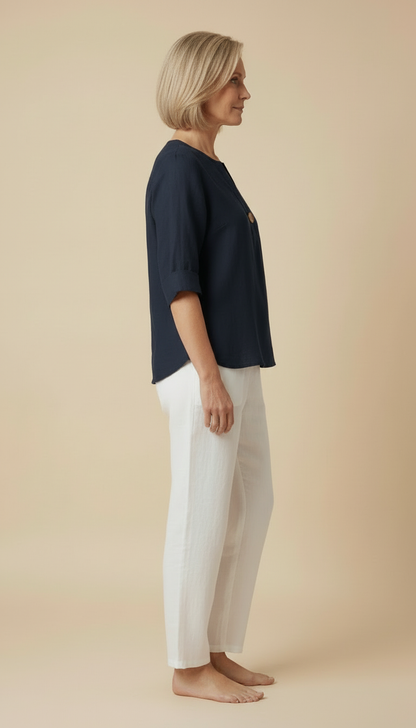Neravelle | Women’s V-Neck Button-Detail Summer Top