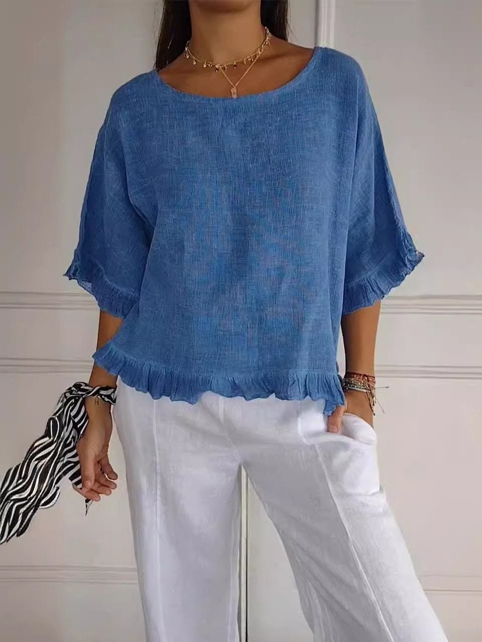 Orlena | Women’s Ruffle Hem Relaxed Blouse