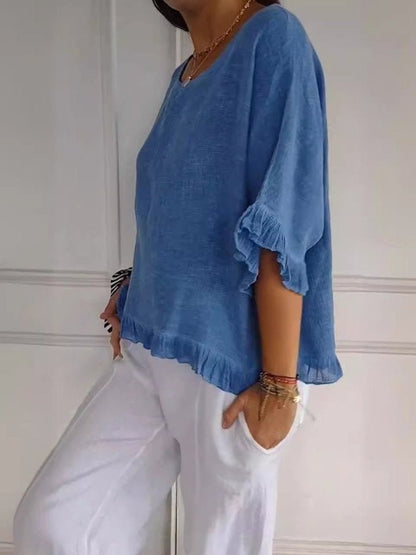Orlena | Women’s Ruffle Hem Relaxed Blouse