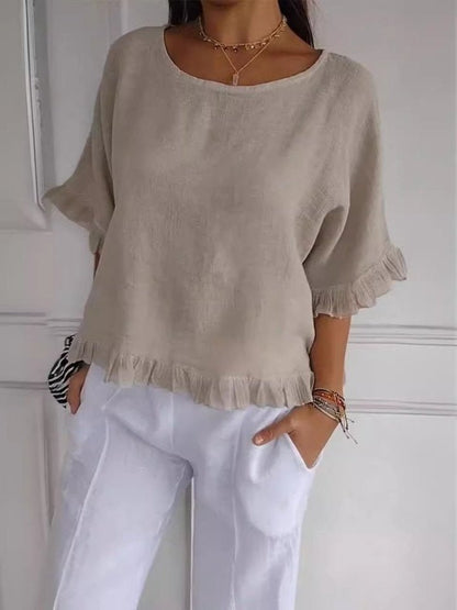 Orlena | Women’s Ruffle Hem Relaxed Blouse