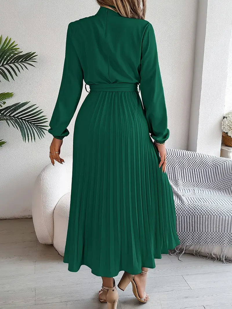 Elyria | Long Sleeve Pleated Midi Dress