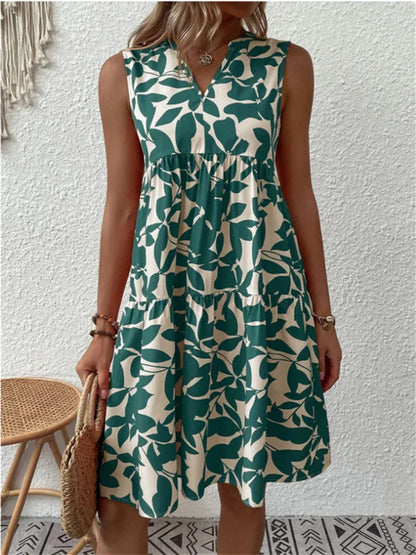 Virellane | Women’s Sleeveless Tiered V-Neck Midi Dress