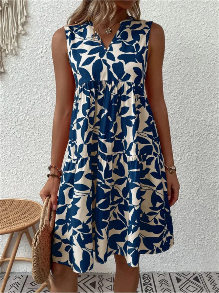 Virellane | Women’s Sleeveless Tiered V-Neck Midi Dress