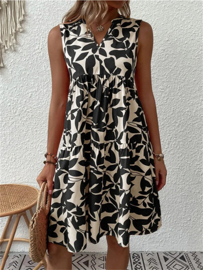Sorivelle | Women’s Sleeveless Tiered V-Neck Dress