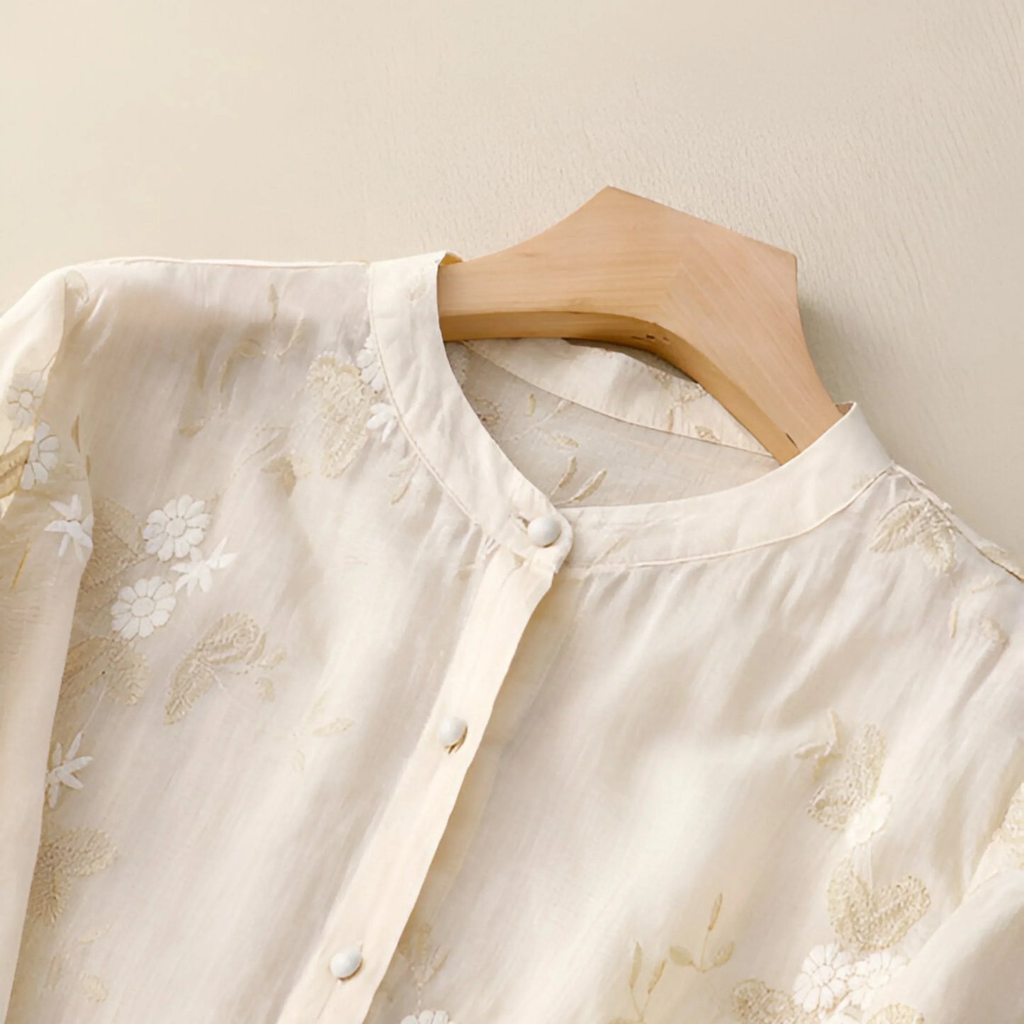 Avery | Lightweight Embroidered Summer Button Top