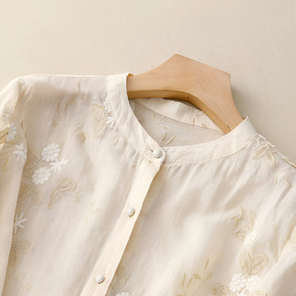 Avery | Lightweight Embroidered Summer Button Top