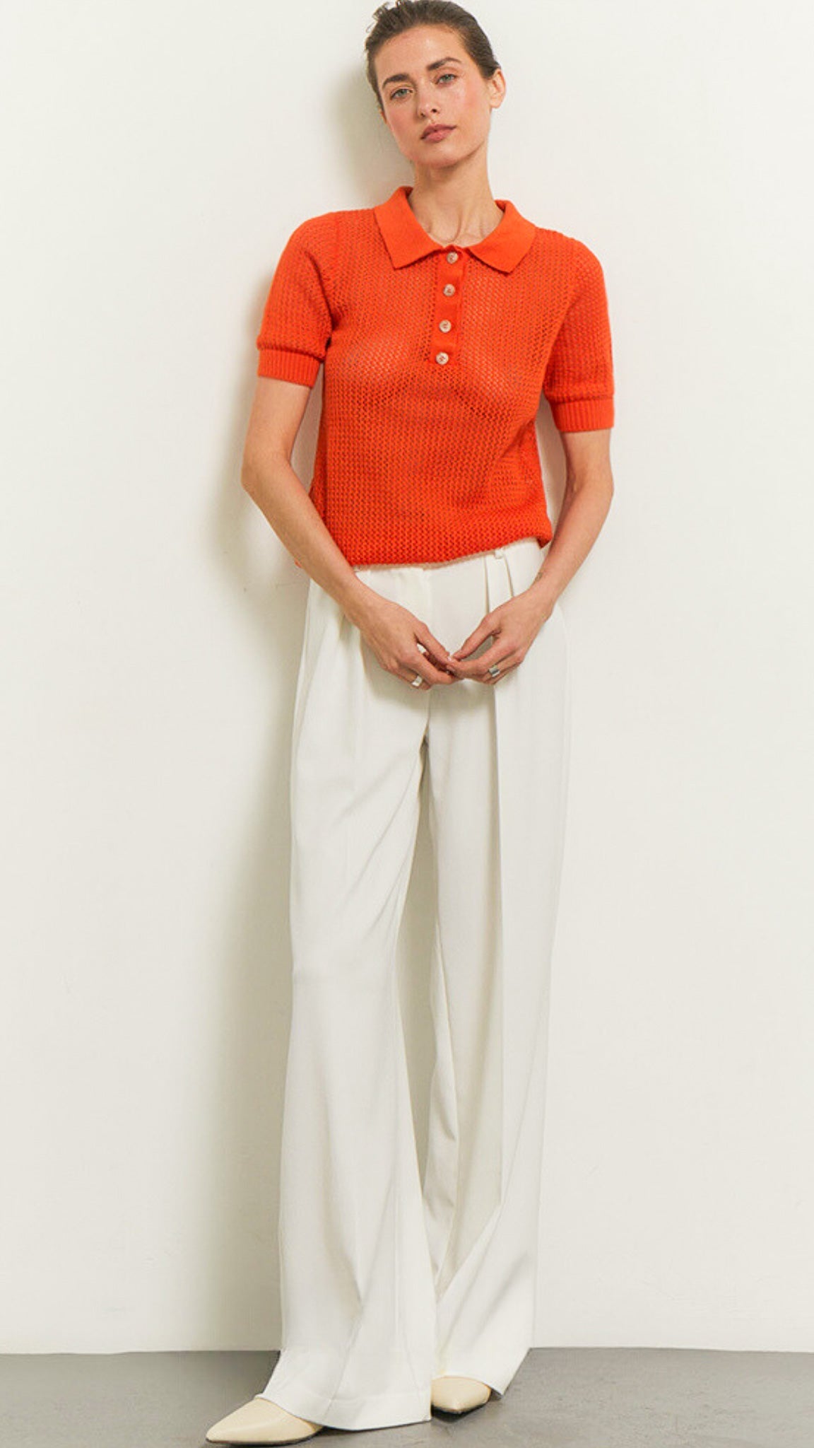 Tavielle | Women’s Textured Knit Short Sleeve Polo Top