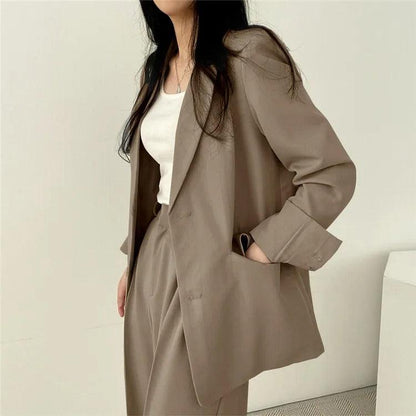 Women’s Elegant Evening Set – Tailored Blazer and Wide Leg Pants