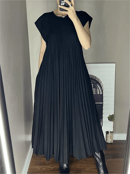Aurevia | Sleeveless Spring Pleated Maxi Dress