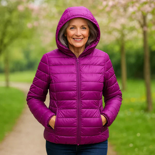 Women’s Quilted Jacket – Zip-Front Long Sleeve Outerwear