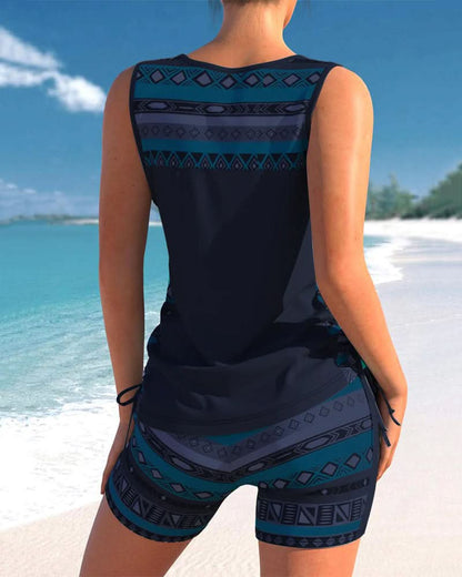 Zerelle | Women’s Sleeveless Criss-Cross Tank and Biker Shorts Set