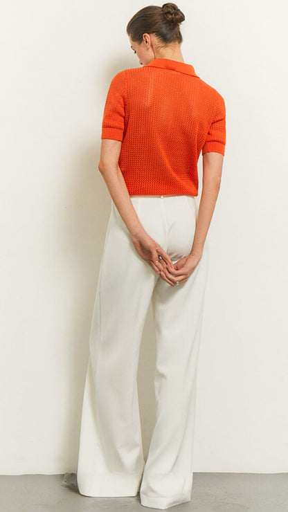 Tavielle | Women’s Textured Knit Short Sleeve Polo Top
