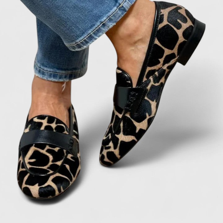 Women’s Slip-On Loafers – Printed Low Heel Casual Shoes